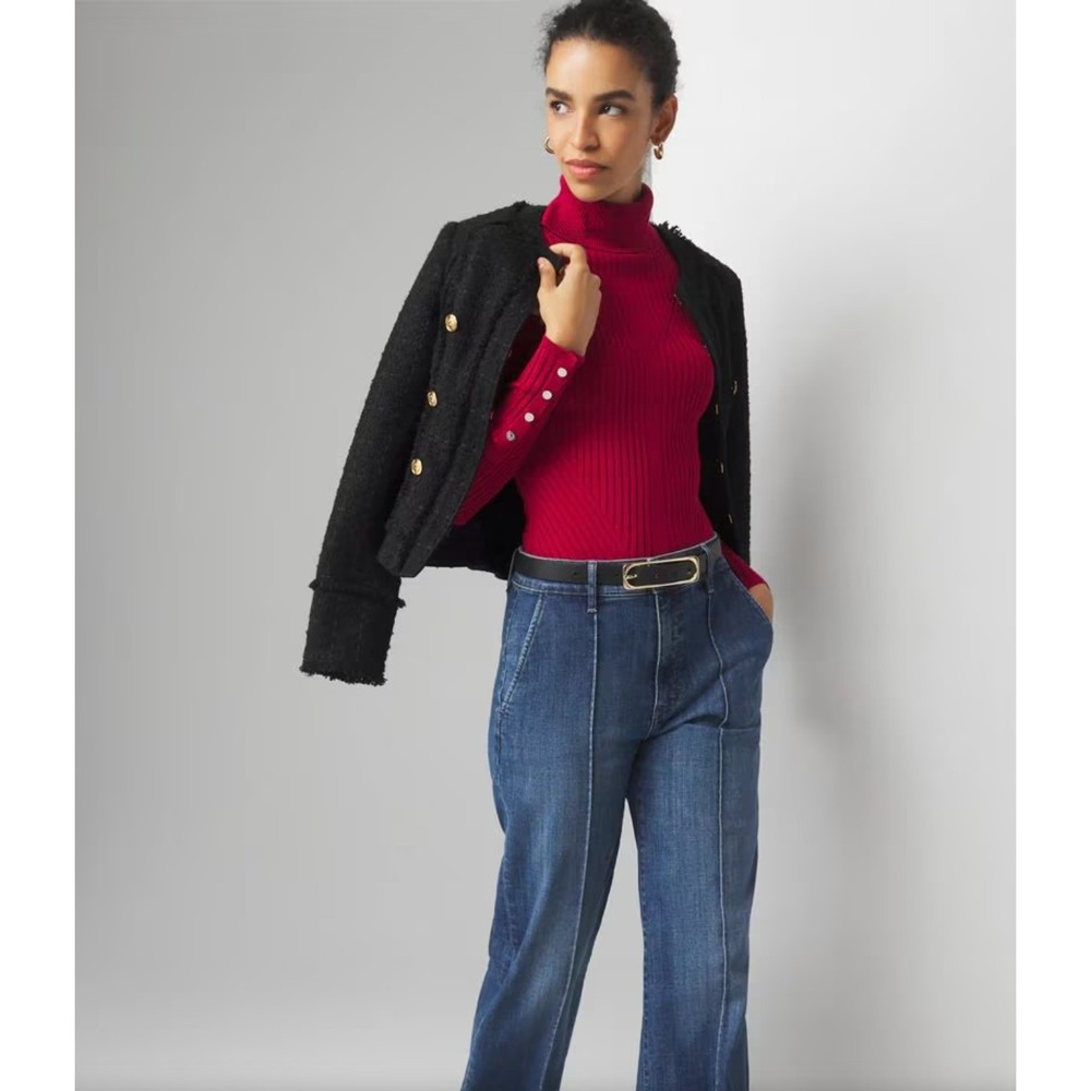NWT White House Black Market Ribbed Turtleneck Sweater red womens‎ Medium